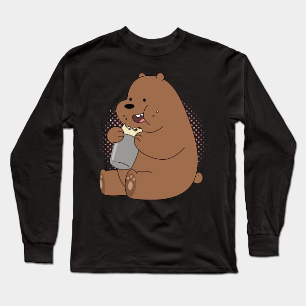 Cute Bear Eating Long Sleeve T-Shirt by Atpidarp